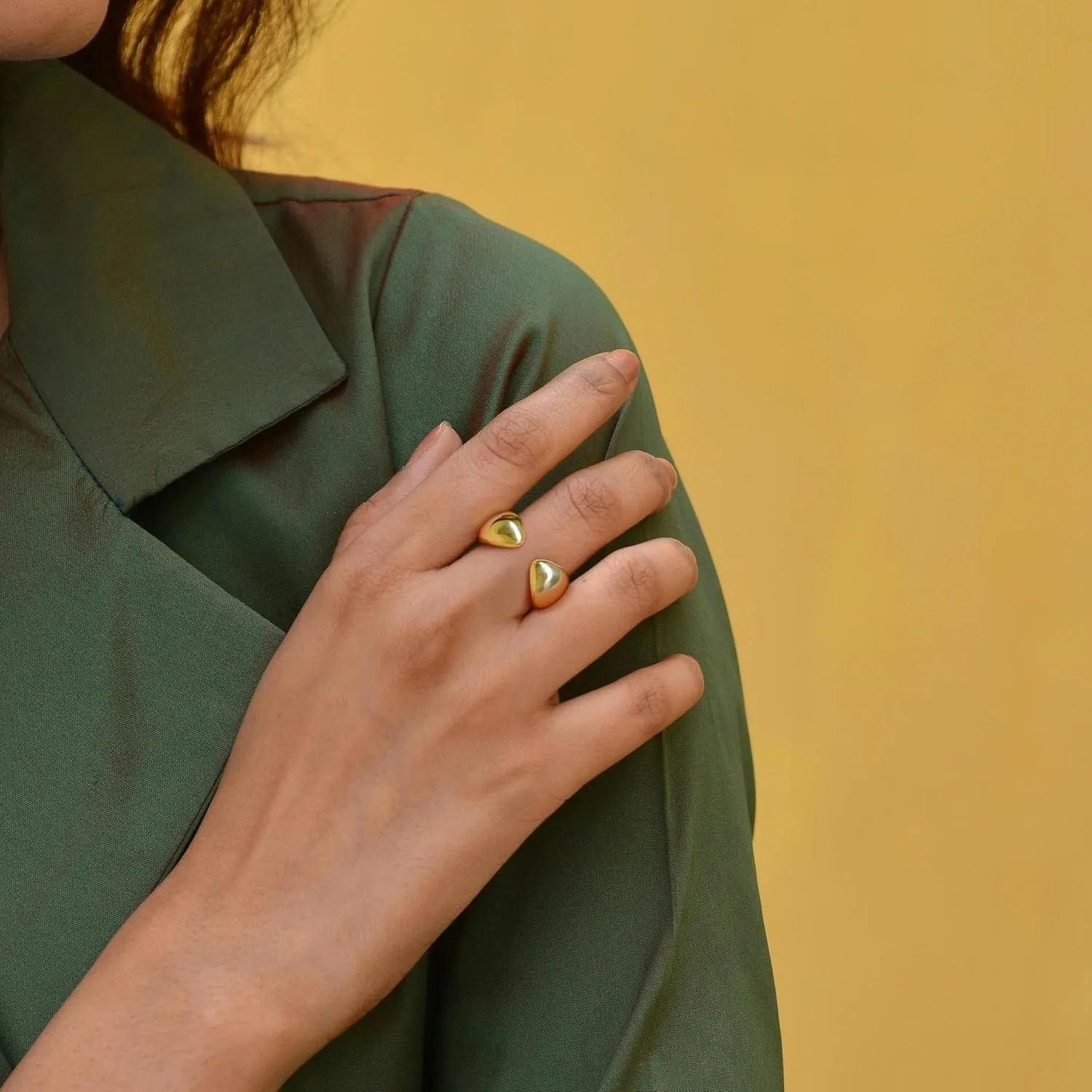 14K Gold Non Tarnish Rings for Women Gold Band Rings Woman Open Design Fluidity of Modern Style 5-9