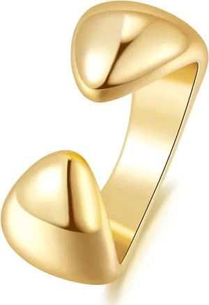 14K Gold Non Tarnish Rings for Women Gold Band Rings Woman Open Design Fluidity of Modern Style 5-9