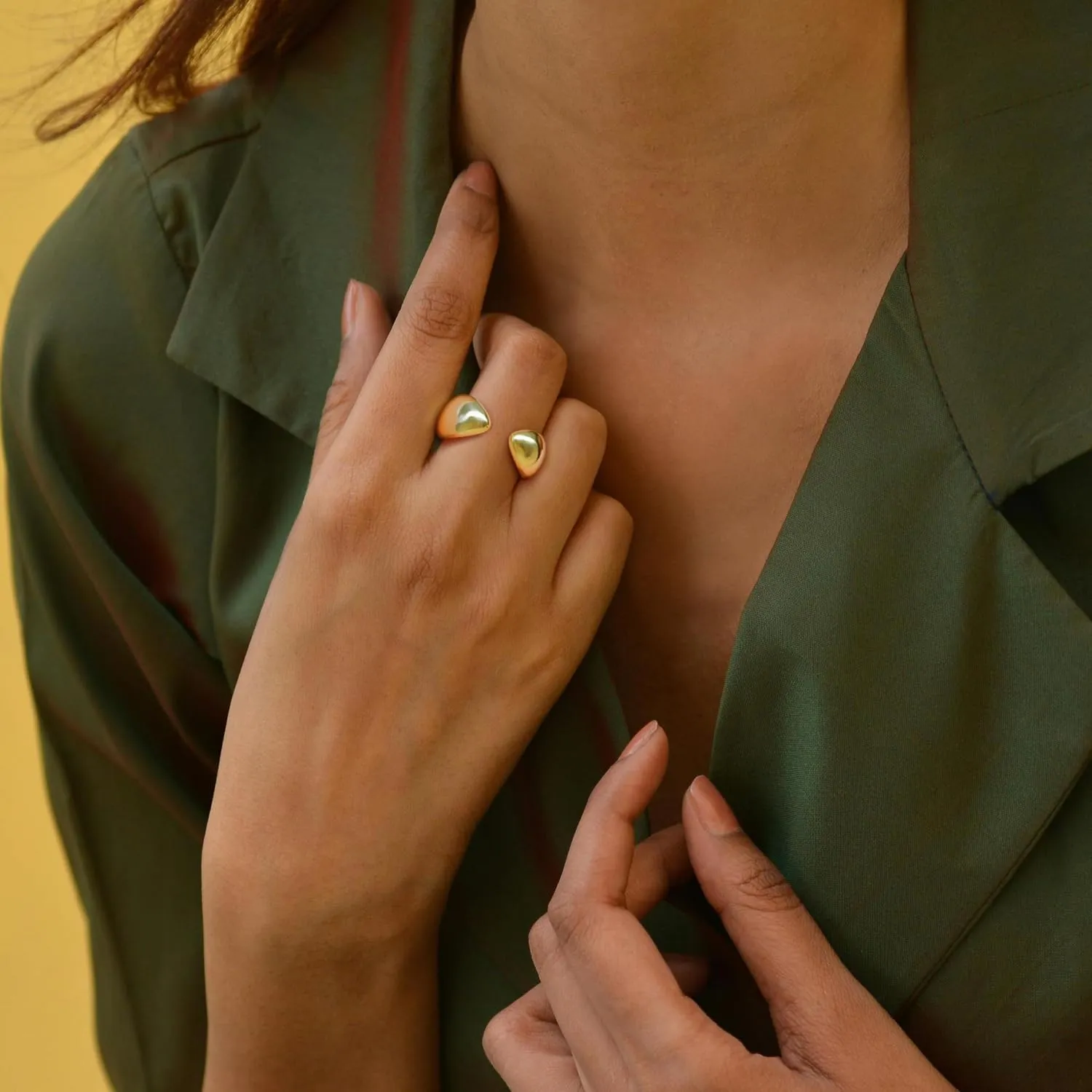 14K Gold Non Tarnish Rings for Women Gold Band Rings Woman Open Design Fluidity of Modern Style 5-9
