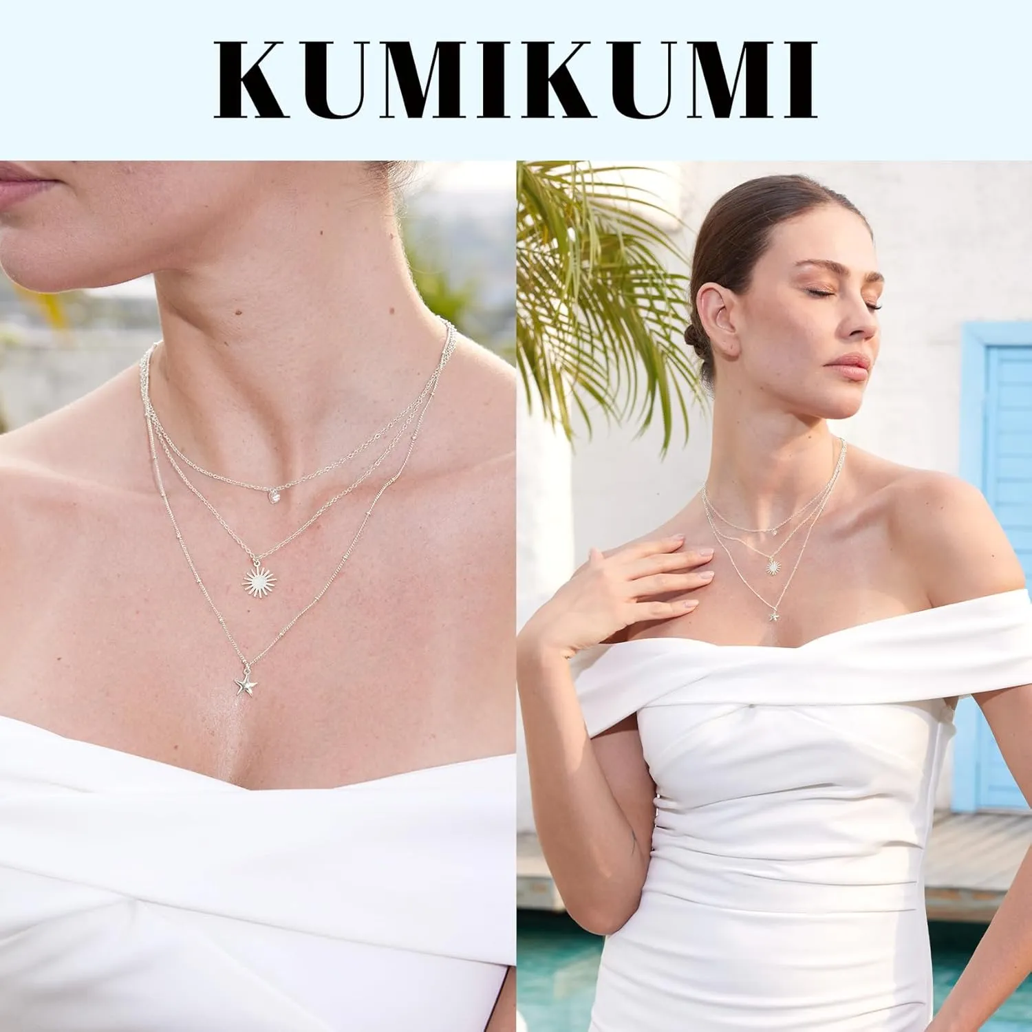 14K Gold Pearl Necklace for Women Trendy, Dainty Heart Layered Gold Necklaces Stack Cute Beach Choker Gold Necklaces for Women Set Gifts