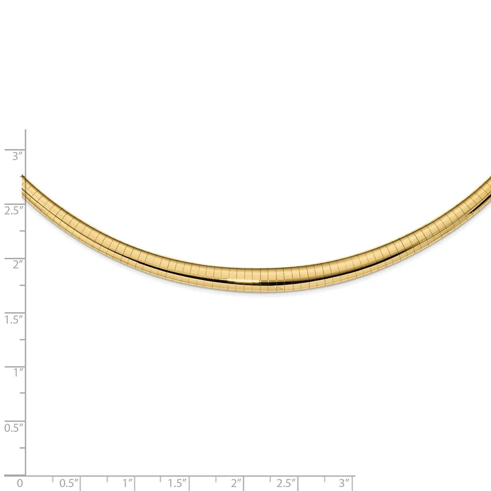 14K Gold Polished Omega Necklace with Lobster Clasp - Elegant 16"