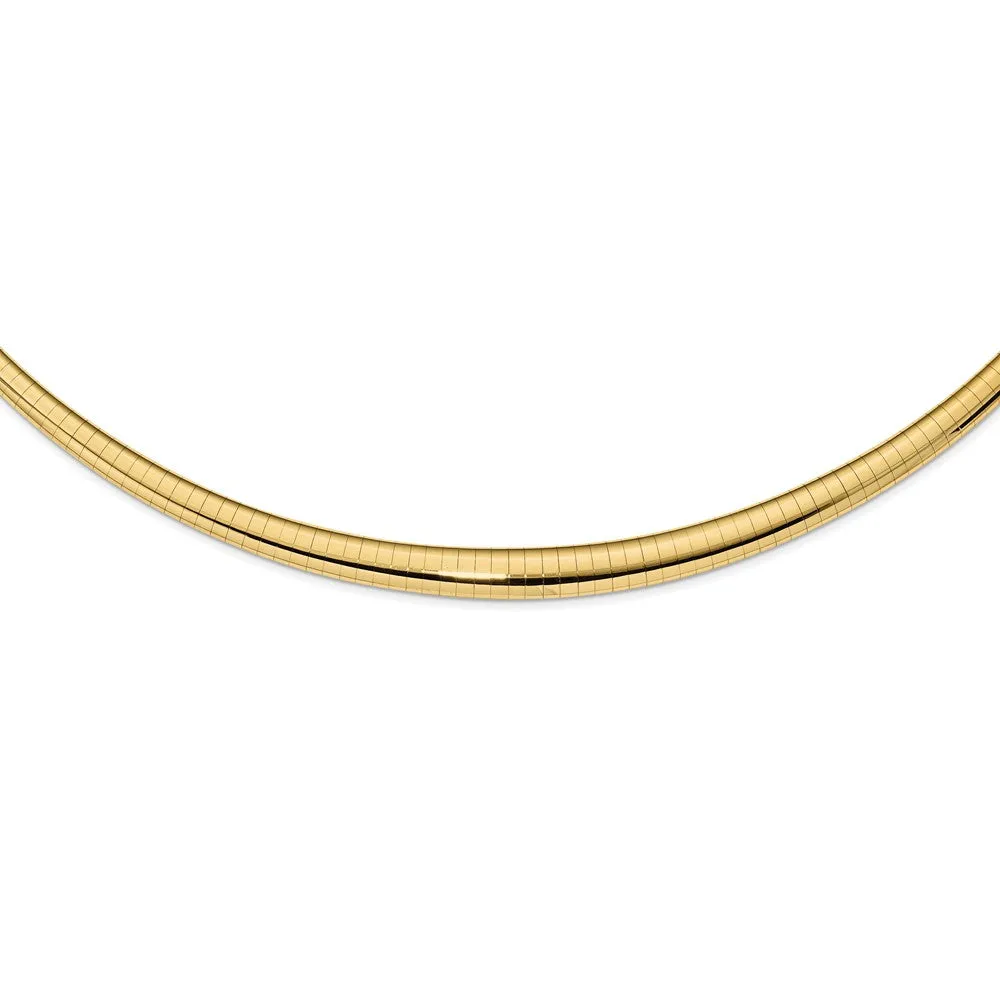 14K Gold Polished Omega Necklace with Lobster Clasp - Elegant 16"