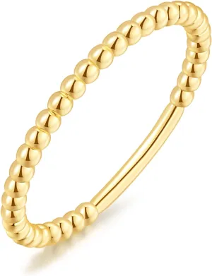 14K Gold Rings for Women Non Tarnish Beaded Womens Rings Stackable Trendy 5-9