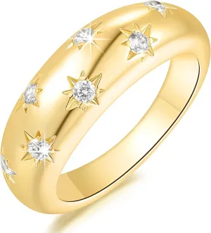 14K Gold Rings for Women Wide Gold Band Rings for Women Ultimate Blend of Elegance and Brilliance 5-9