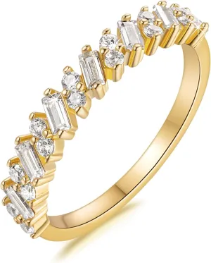 14K Gold Rings Non-Tarnish Engagement Rings for Women Sparkling CZ Wedding Ring Gift for Sister Wife Her (Sizes 5-9)