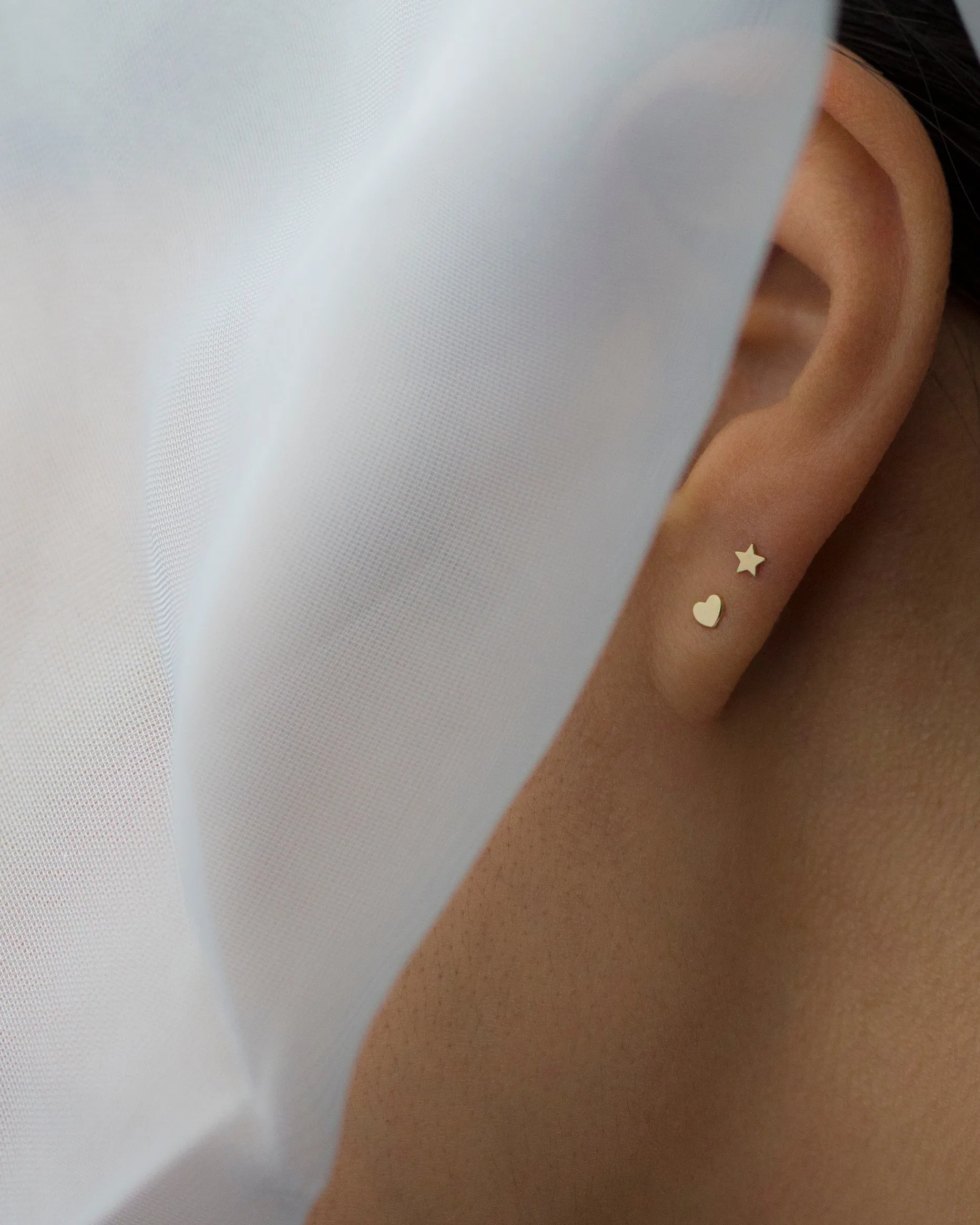 14K Mini Heart Stud Earrings