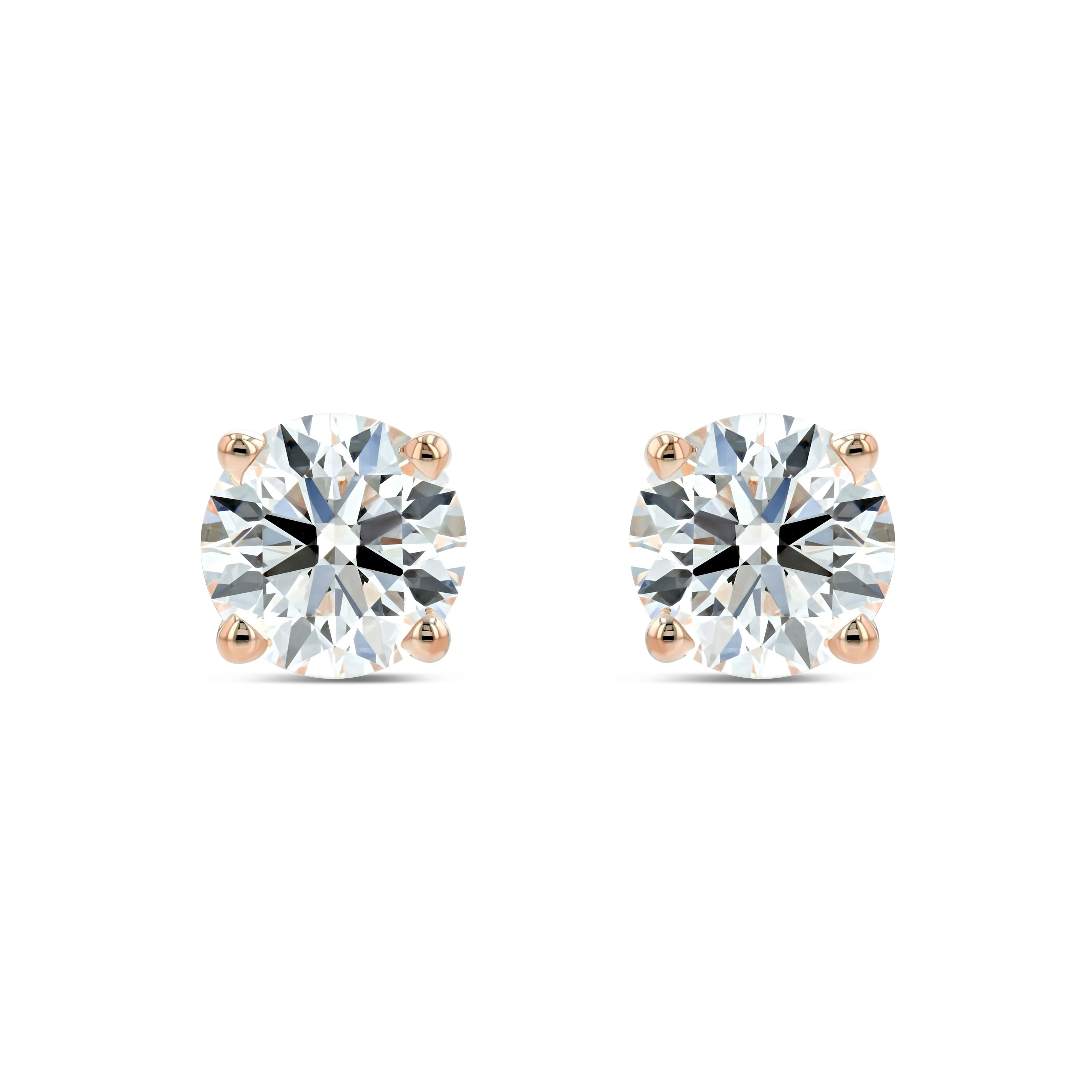 14k Rose Gold 4-prong Round Brilliant Diamond Stud Earrings (0.75 Ct. T.w., Vs1-vs2 Clarity, F-g Color)