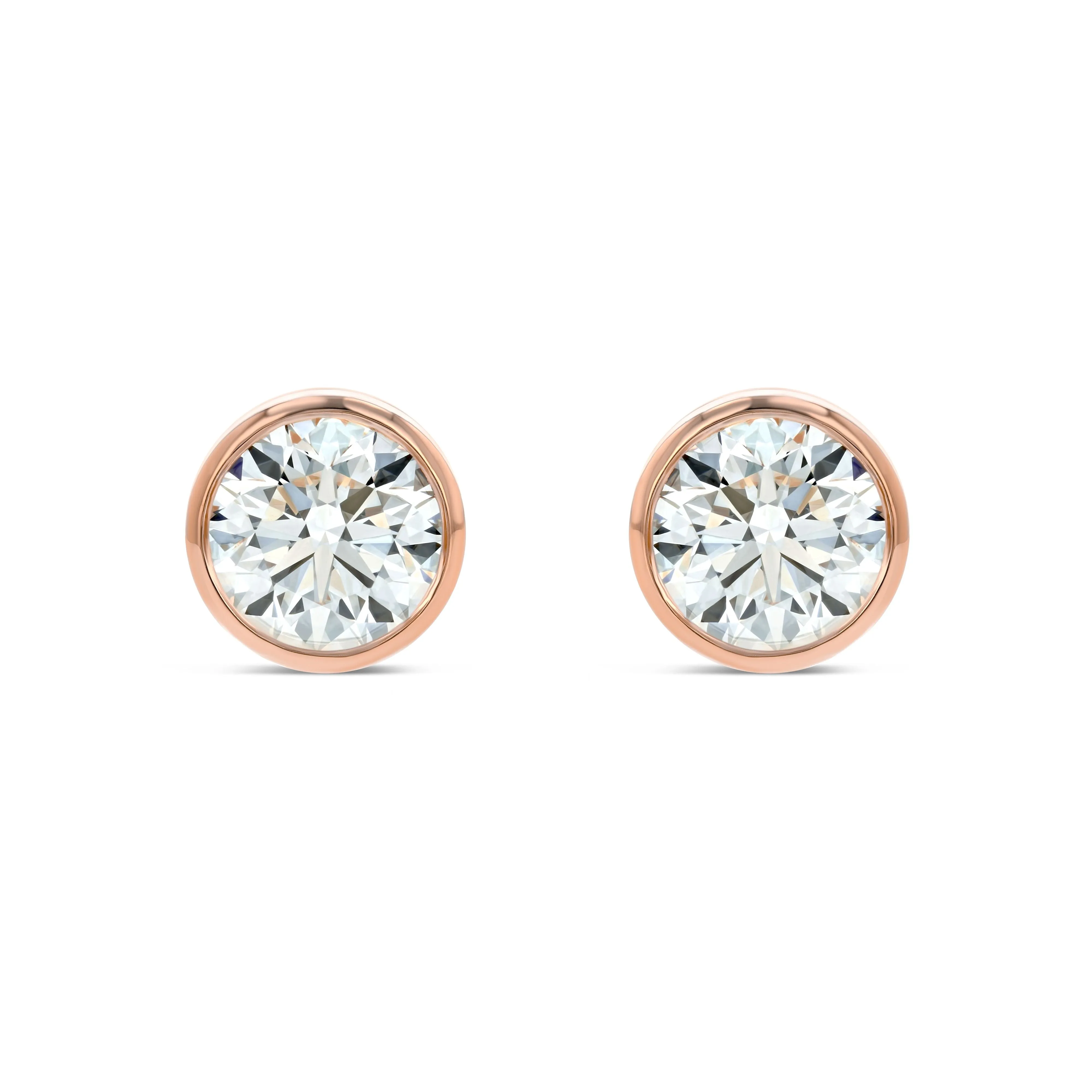 14k Rose Gold Bezel Set Round Brilliant Diamond Stud Earrings (1.48 Ct. T.w., Vs1-vs2 Clarity, H-i Color)