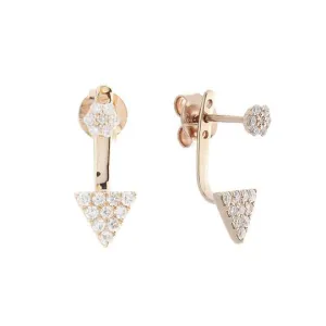 14k Rose Gold Diamond Triangle Earrings