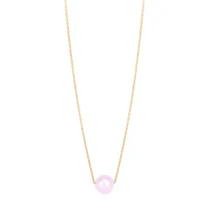 14k Rose Gold Pearl Solitaire Necklace