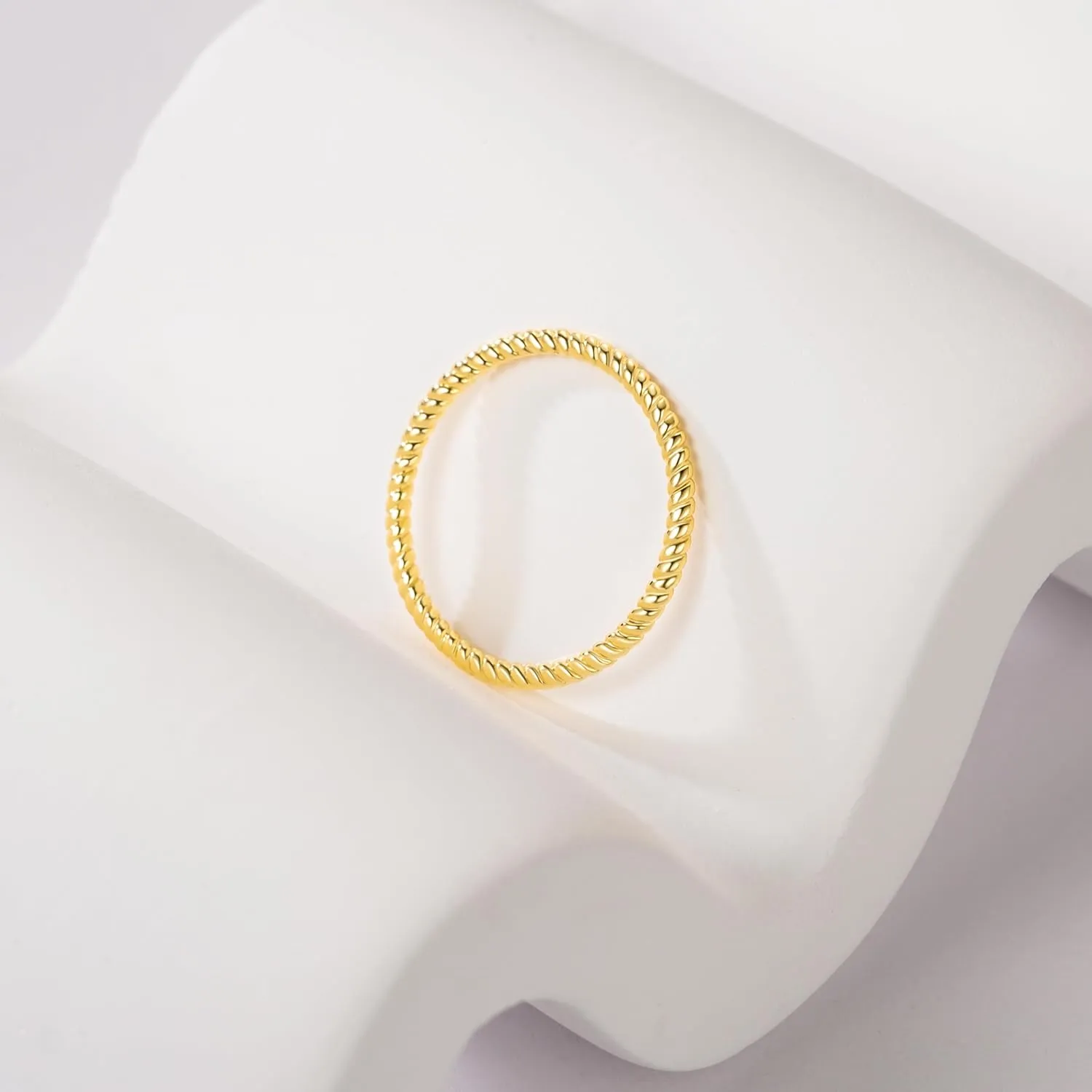 14K Screwy Gold Non Tarnish Rings for Women Shape of Thread Gold Band Rings Woman 5-9