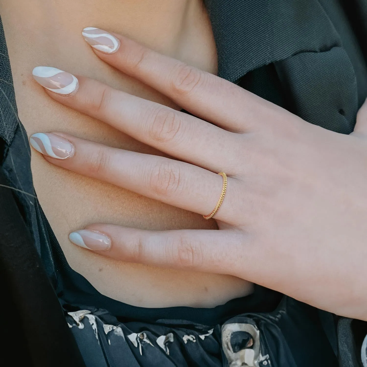 14K Screwy Gold Non Tarnish Rings for Women Shape of Thread Gold Band Rings Woman 5-9