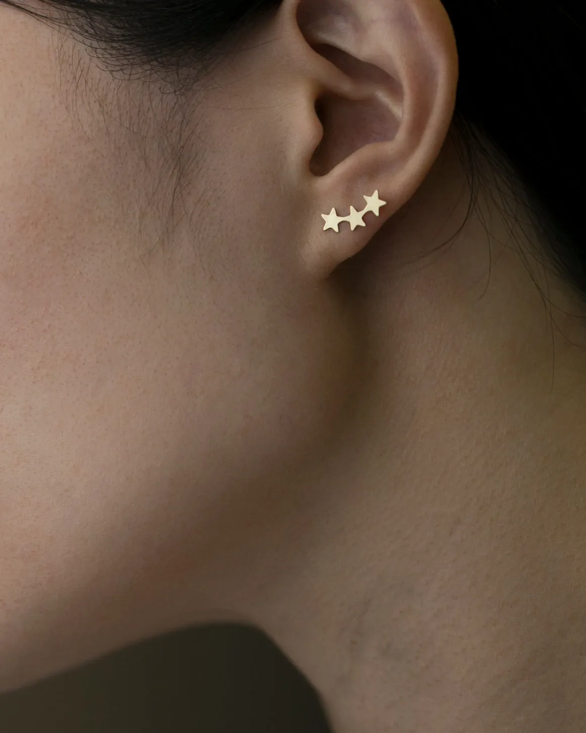14k Star Climber Earrings