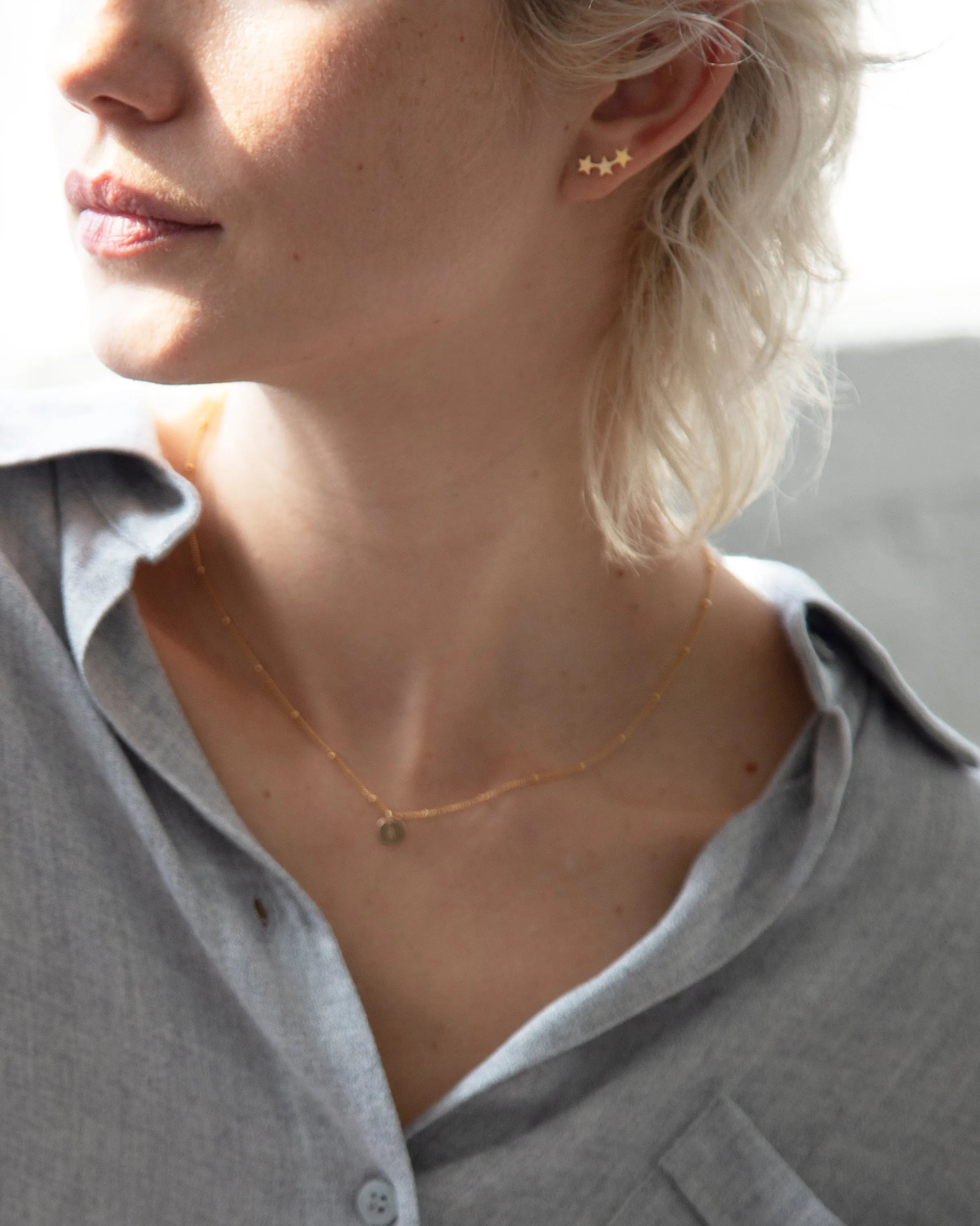 14k Star Climber Earrings