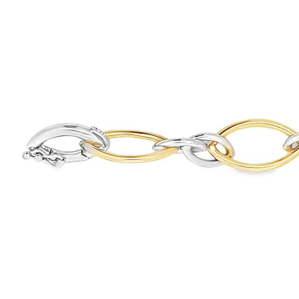 14K Two-Tone 10mm Fancy Link Bracelet
