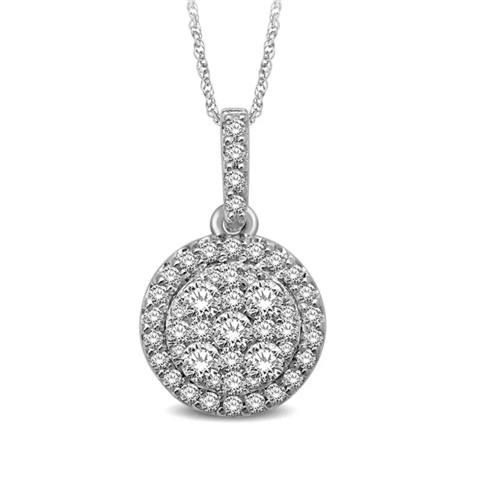 14K White Gold 1 1/3 Ctw Diamond Fashion Pendant