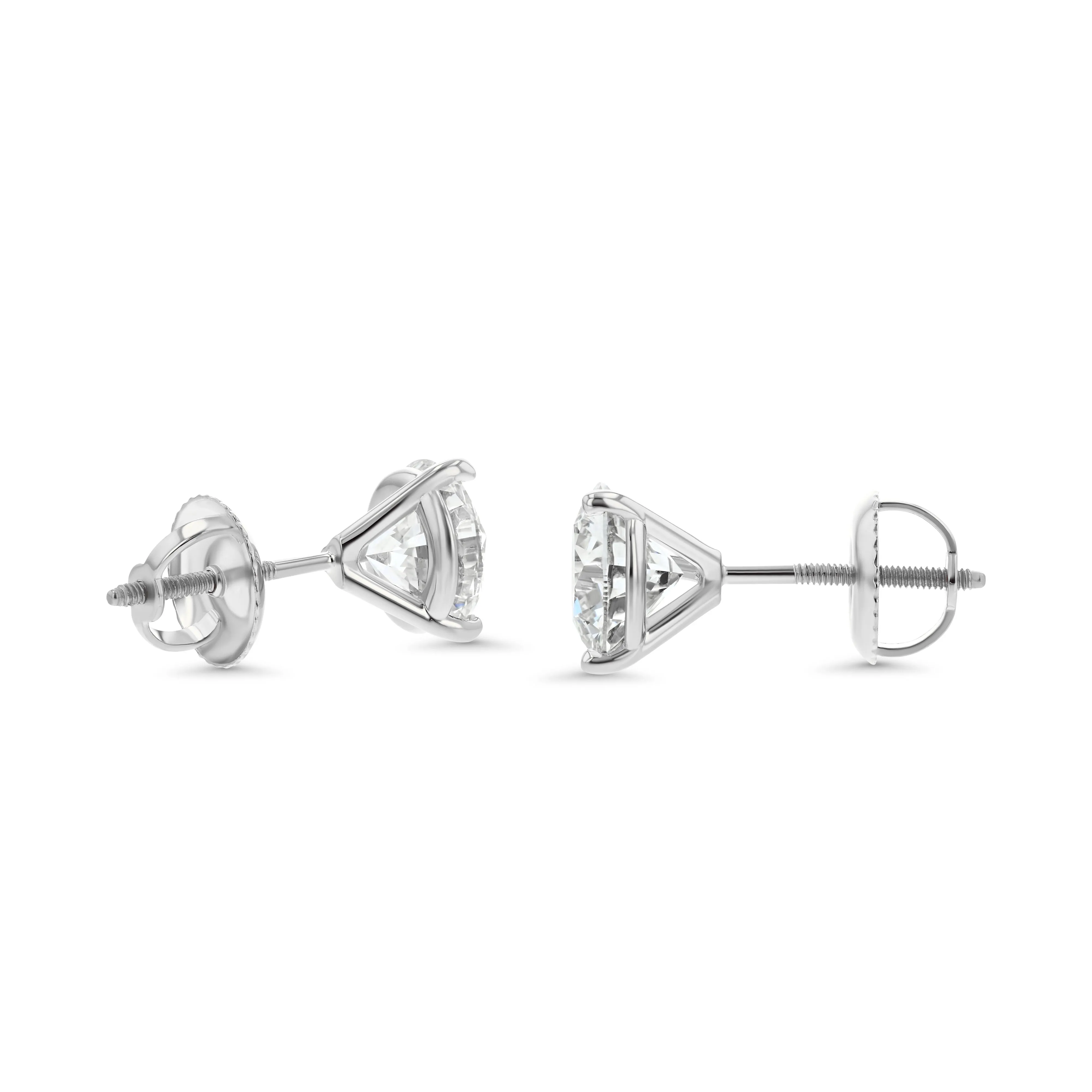 14k White Gold 3-prong Round Brilliant Diamond Stud Earrings (0.32 Ct. T.w., Vs1-vs2 Clarity, F-g Color)