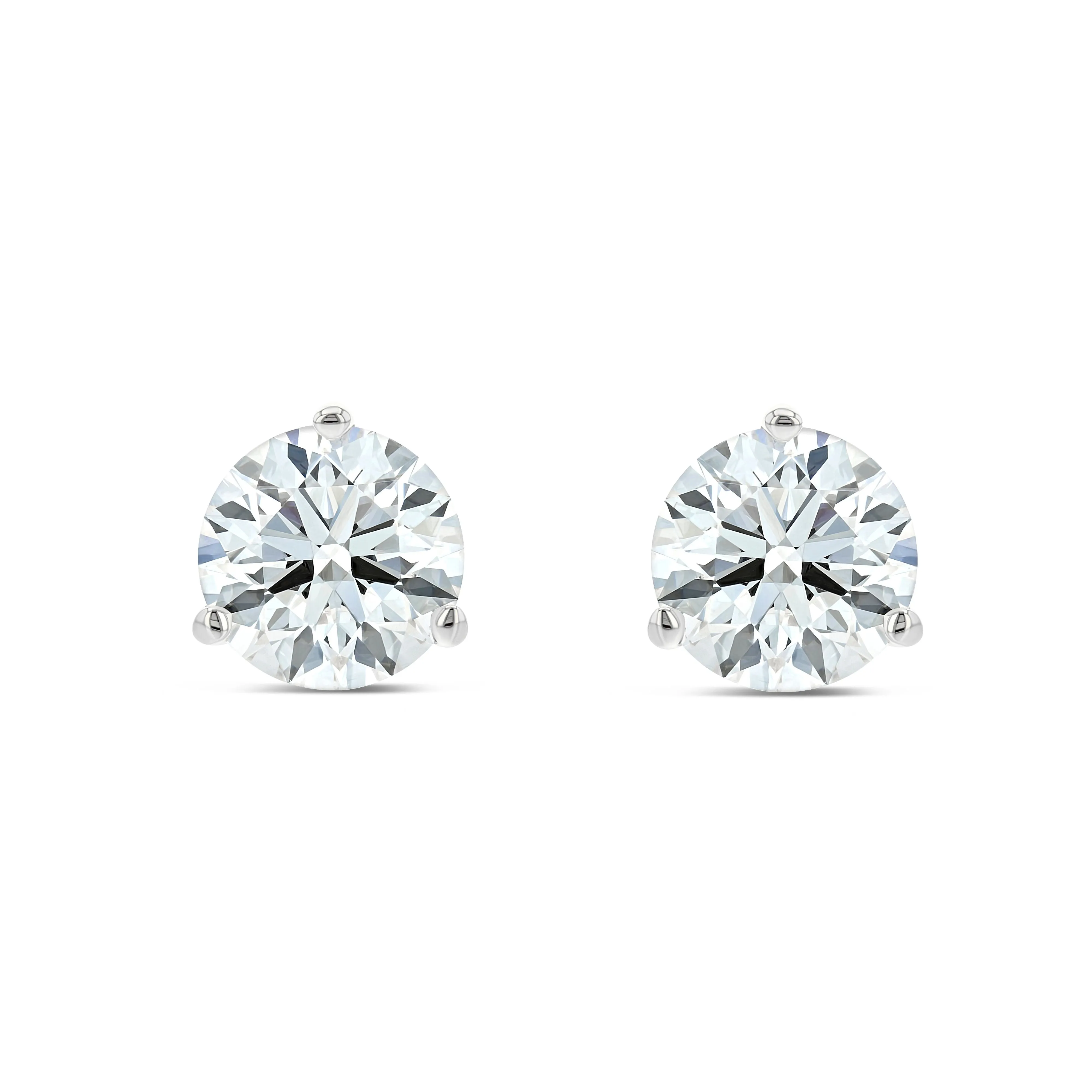 14k White Gold 3-prong Round Brilliant Diamond Stud Earrings (0.32 Ct. T.w., Vs1-vs2 Clarity, F-g Color)