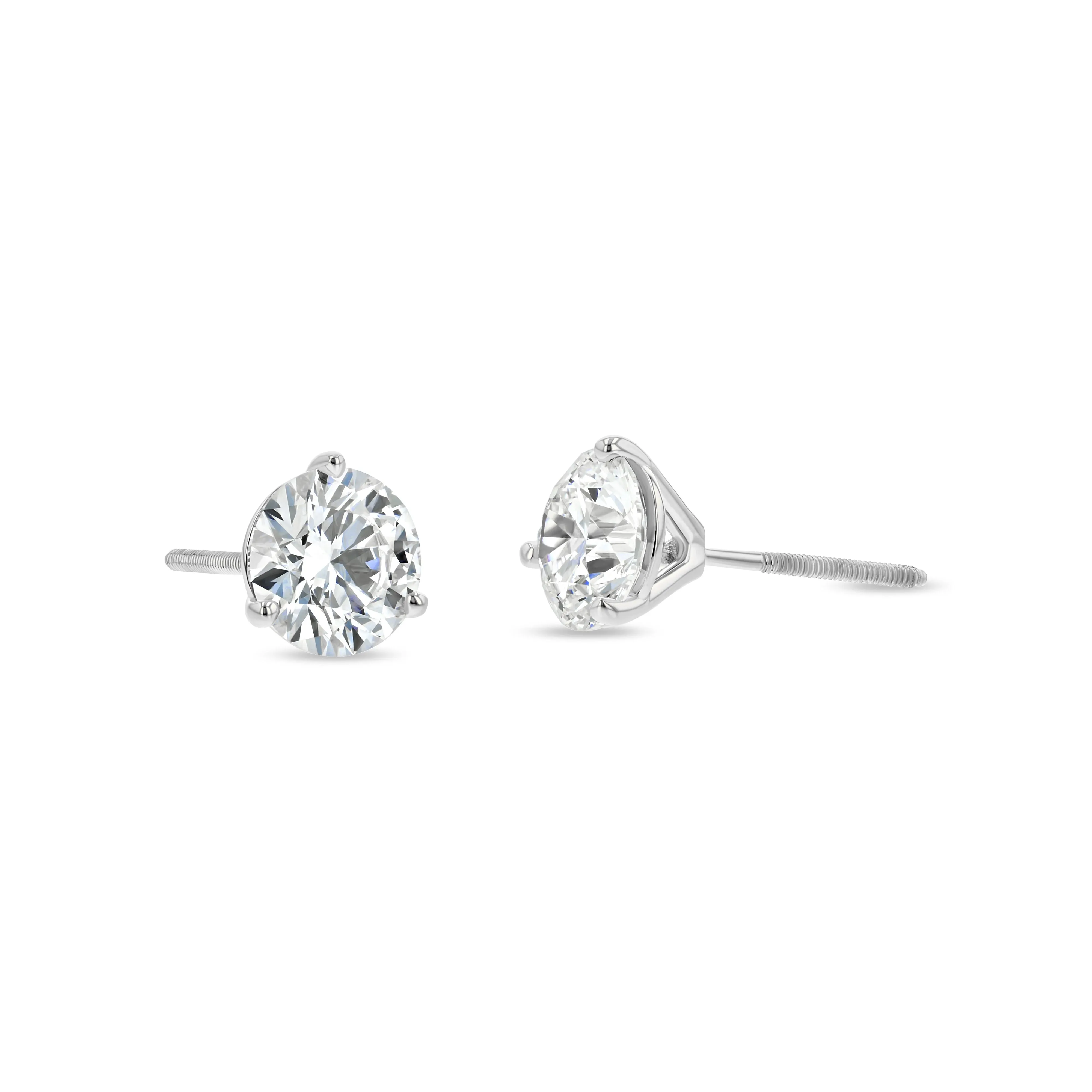 14k White Gold 3-prong Round Brilliant Diamond Stud Earrings (0.32 Ct. T.w., Vs1-vs2 Clarity, F-g Color)