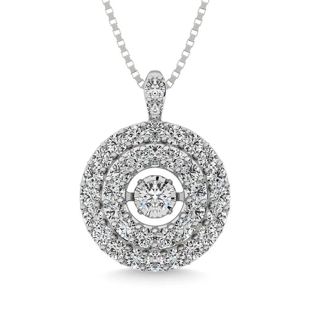 14K White Gold 5/8 Ct.Tw. Moving Diamond Pendant