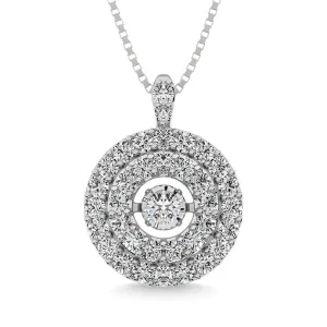 14K White Gold 5/8 Ct.Tw. Moving Diamond Pendant