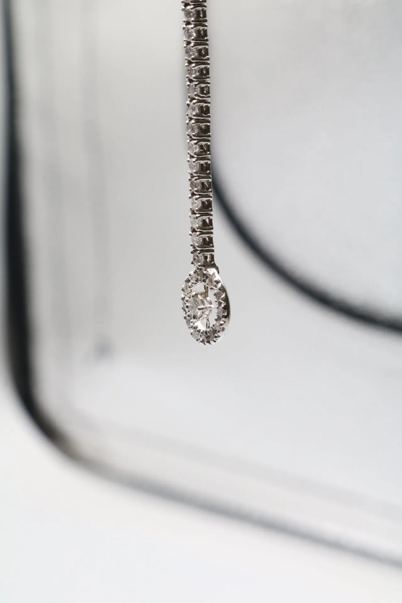14K White Gold Diamond Long Halo Drop Necklace (0.55 CTW)