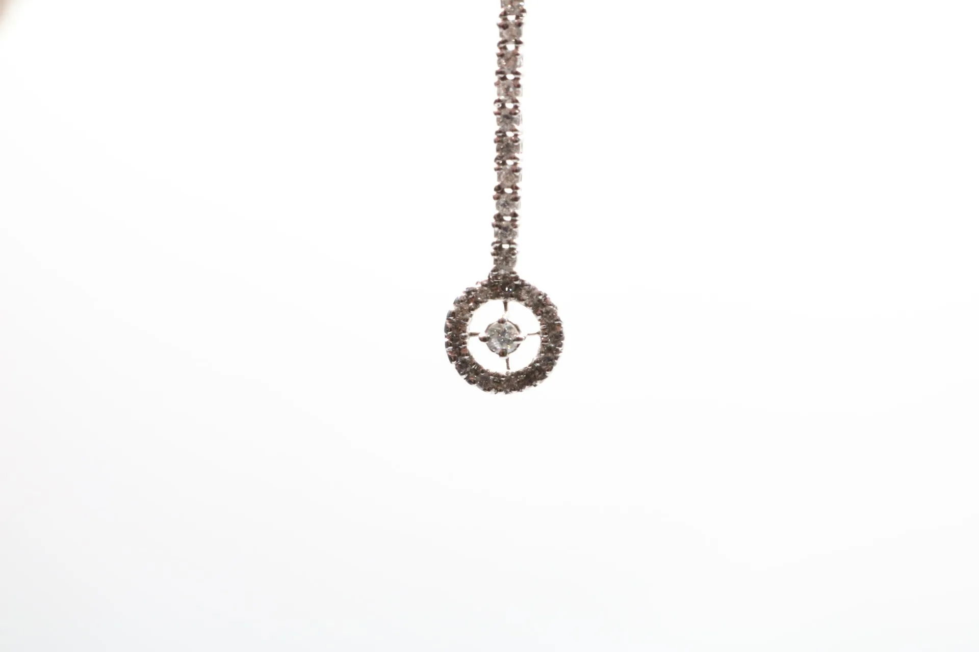 14K White Gold Diamond Long Halo Drop Necklace (0.55 CTW)