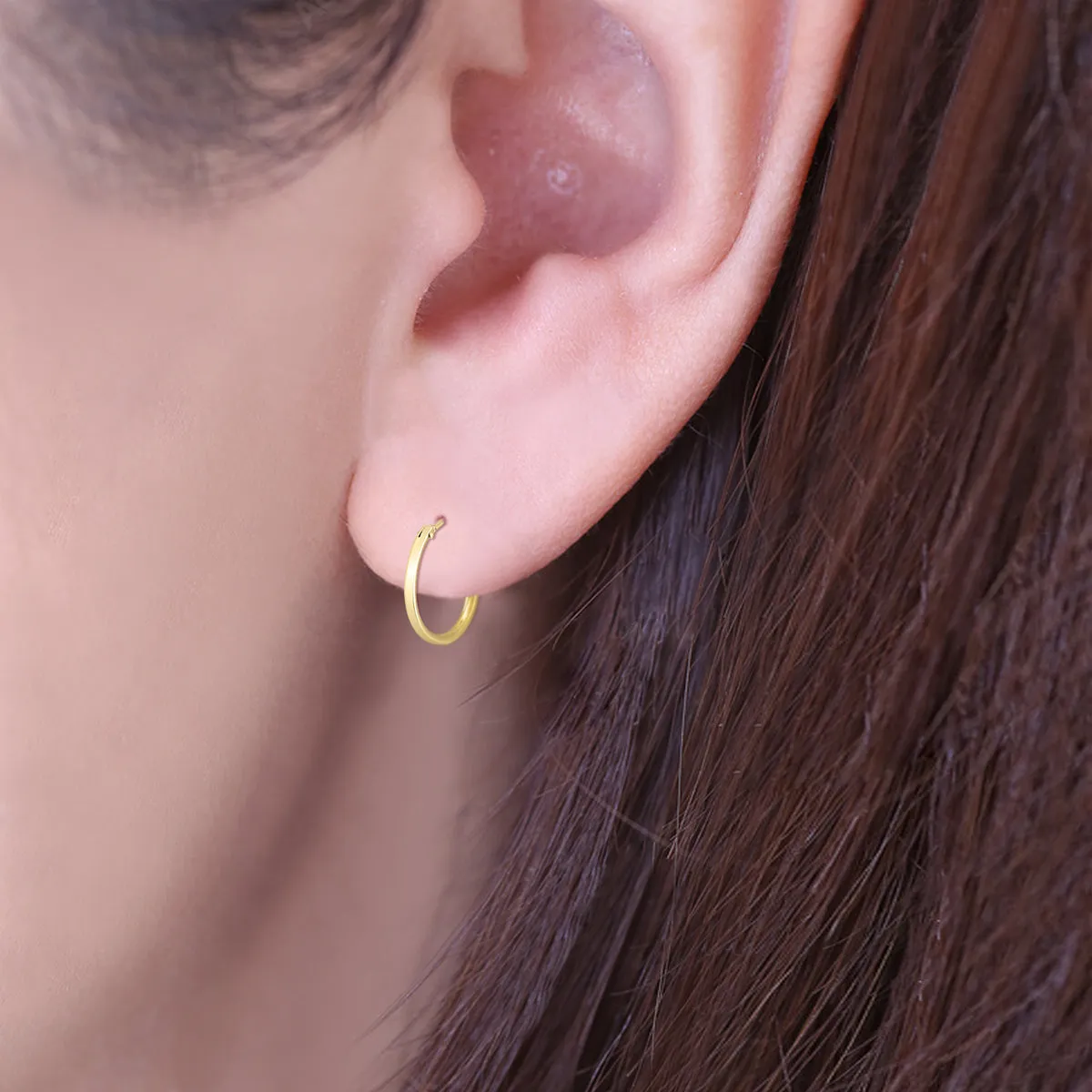 14K Yellow Gold 14Mm Hoop Earrings 1.5Mm Gauges