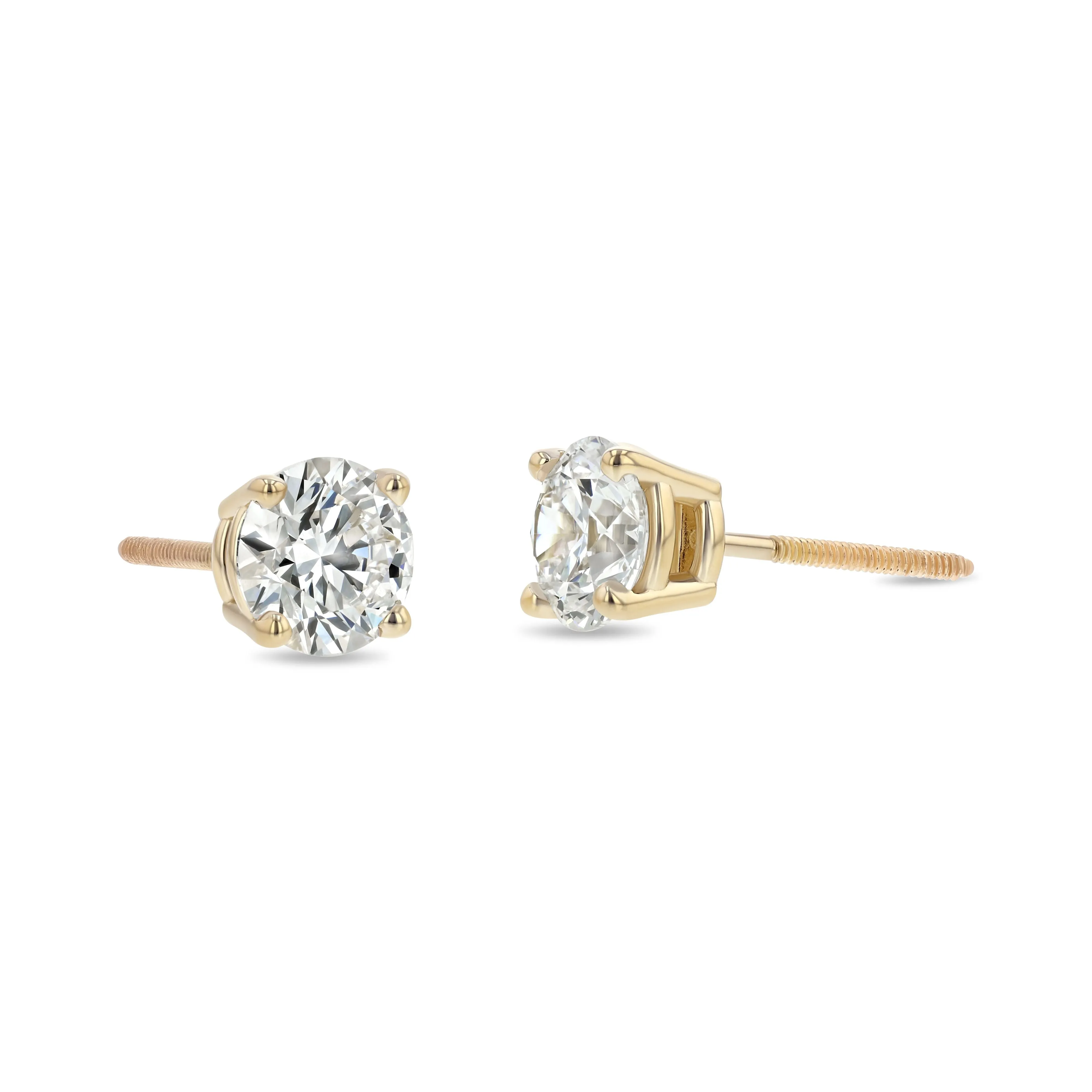 14k Yellow Gold 4-prong Round Brilliant Diamond Stud Earrings (0.52 Ct. T.w., Si1-si2 Clarity, H-i Color)