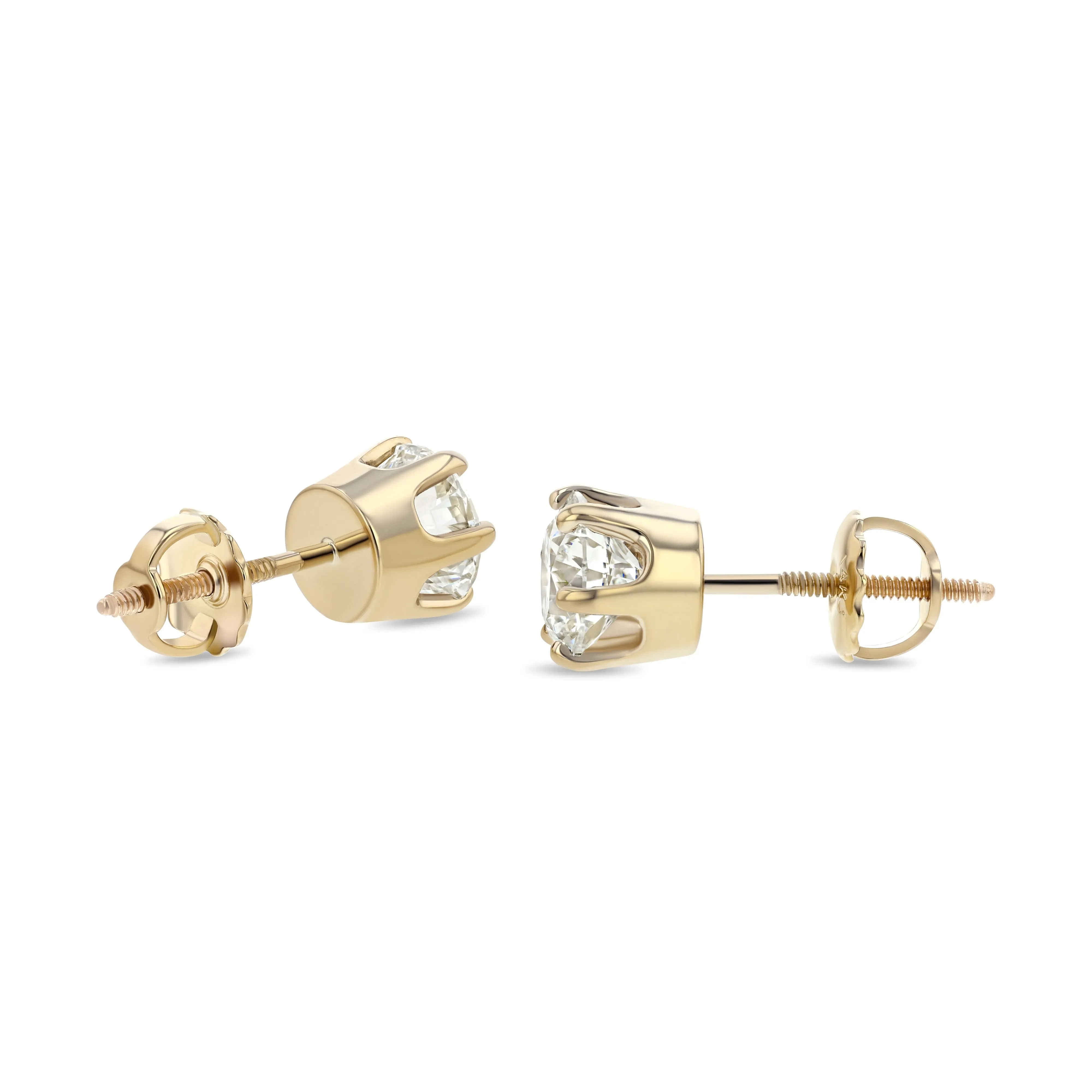 14k Yellow Gold 6-prong Round Brilliant Diamond Stud Earrings (1 Ct. T.w., Si1-si2 Clarity, H-i Color)
