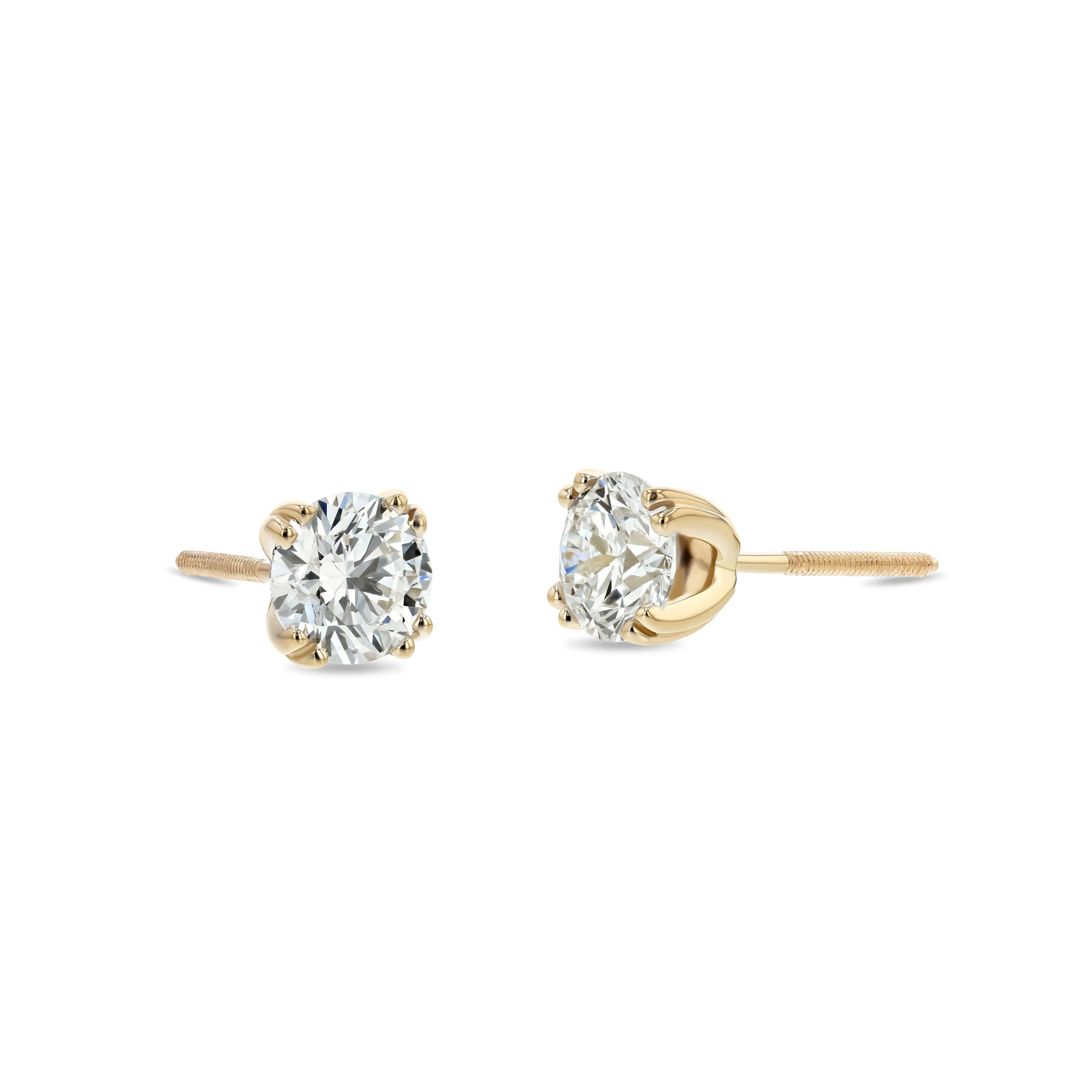 14k Yellow Gold 8-prong Round Brilliant Diamond Stud Earrings (1 Ct. T.w., Si1-si2 Clarity, J-k Color)