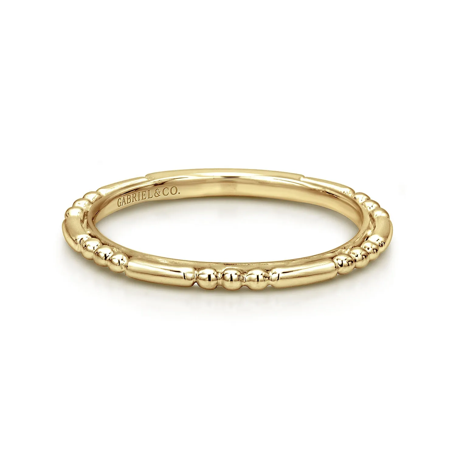 14K Yellow Gold Ball and Bar Station Stackable Ring LR4909Y4JJJ