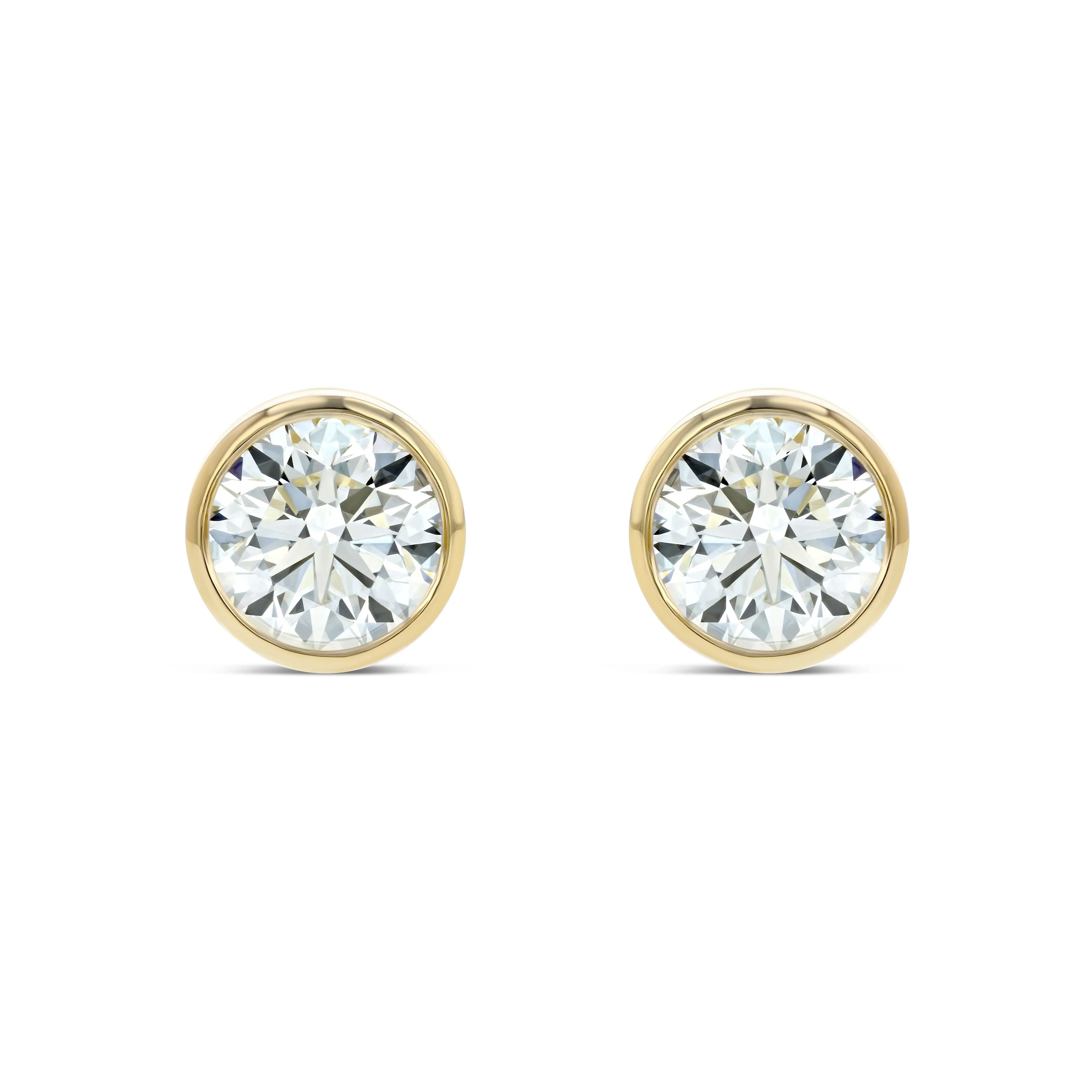 14k Yellow Gold Bezel Set Round Brilliant Diamond Stud Earrings (1.48 Ct. T.w., Vs1-vs2 Clarity, H-i Color)