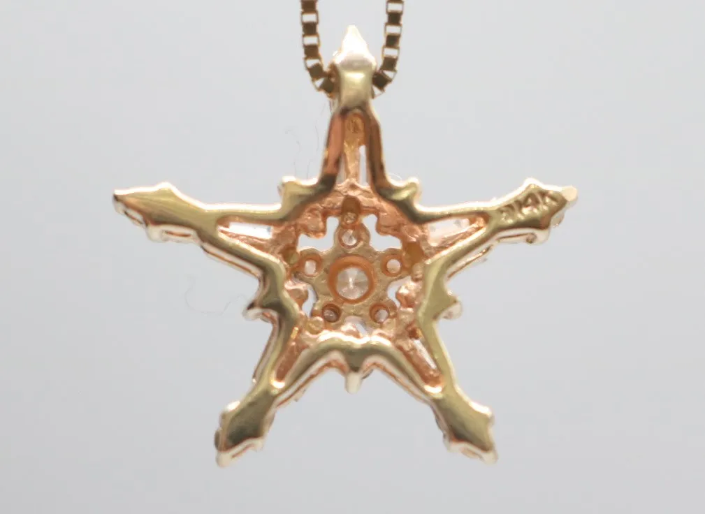 14K Yellow Gold Box Style Chain with Diamond Star Charm (0.35 CTW)