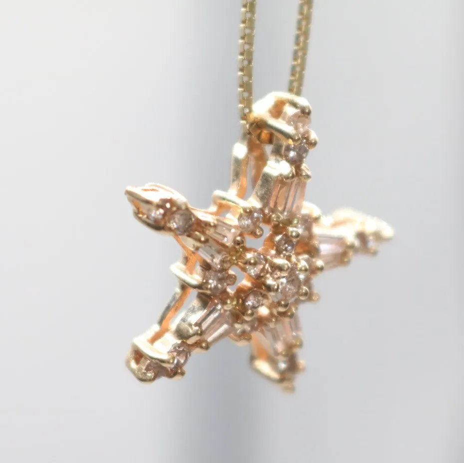 14K Yellow Gold Box Style Chain with Diamond Star Charm (0.35 CTW)