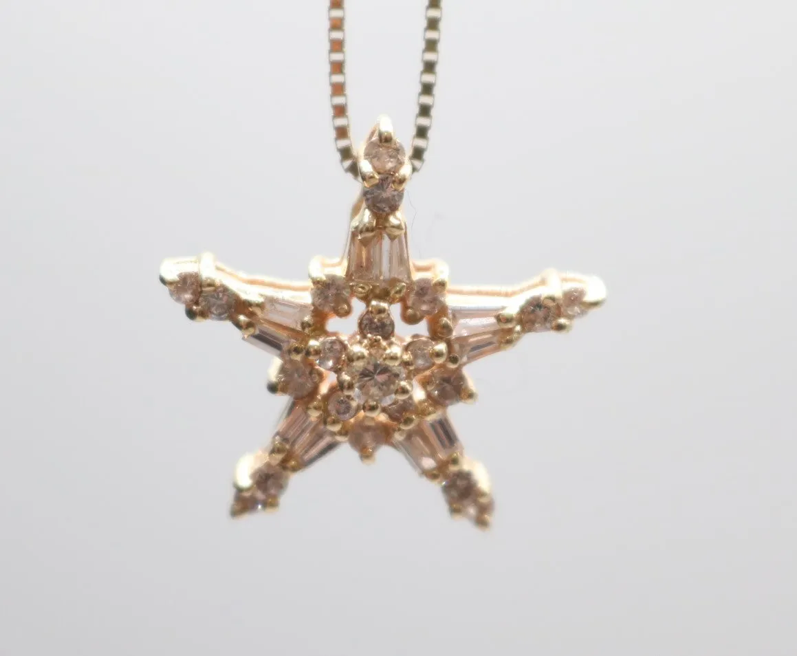 14K Yellow Gold Box Style Chain with Diamond Star Charm (0.35 CTW)