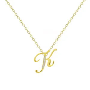14K Yellow Gold Plated Diamond Accent Initial Pendant-K