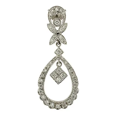 14KW Pave Set Diamond Dangling Earrings