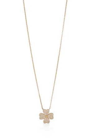 14KY Pave Clover Heart Necklace