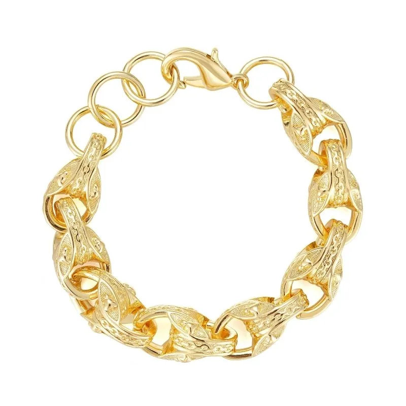 14mm Gold Filled Bonded Bulldog Tulip Bracelet 8/9 Inch