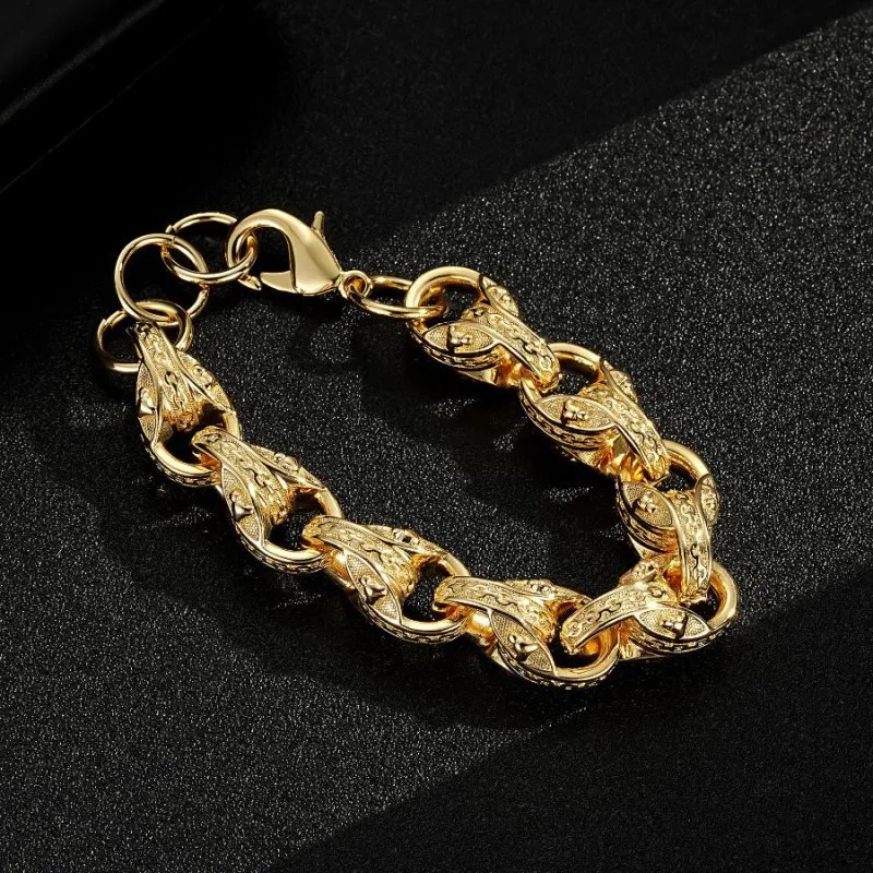 14mm Gold Filled Bonded Bulldog Tulip Bracelet 8/9 Inch