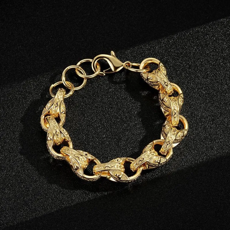 14mm Gold Filled Bonded Bulldog Tulip Bracelet 8/9 Inch