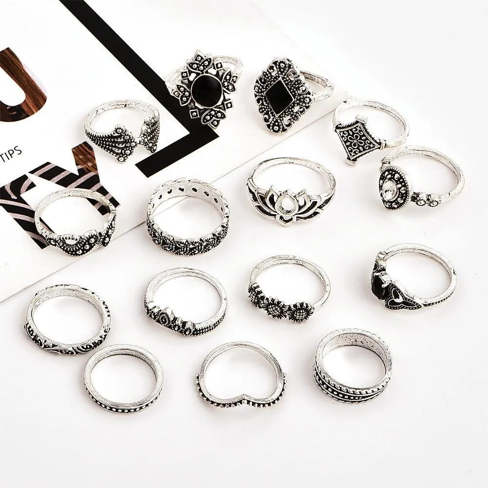 15 Piece Bohemian Ring Set