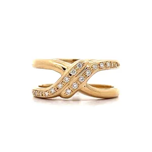 .18 Diamond X Stacking Ring in 18k Yellow Gold