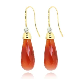 18ct Gold Carnelian & Diamond Earrings