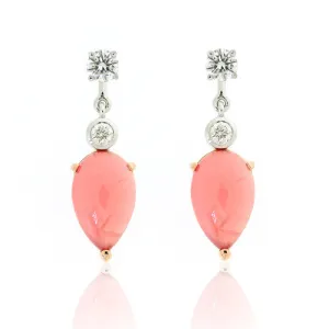 18ct Gold Rhodochrosite & Diamond Earrings