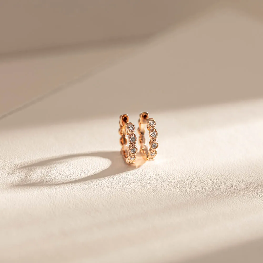18ct Rose Gold Diamond Aura Hoop Earrings