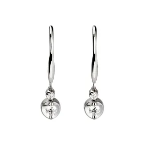 18ct White Gold 0.15ct Round Brilliant Cut Diamond Hook Earrings