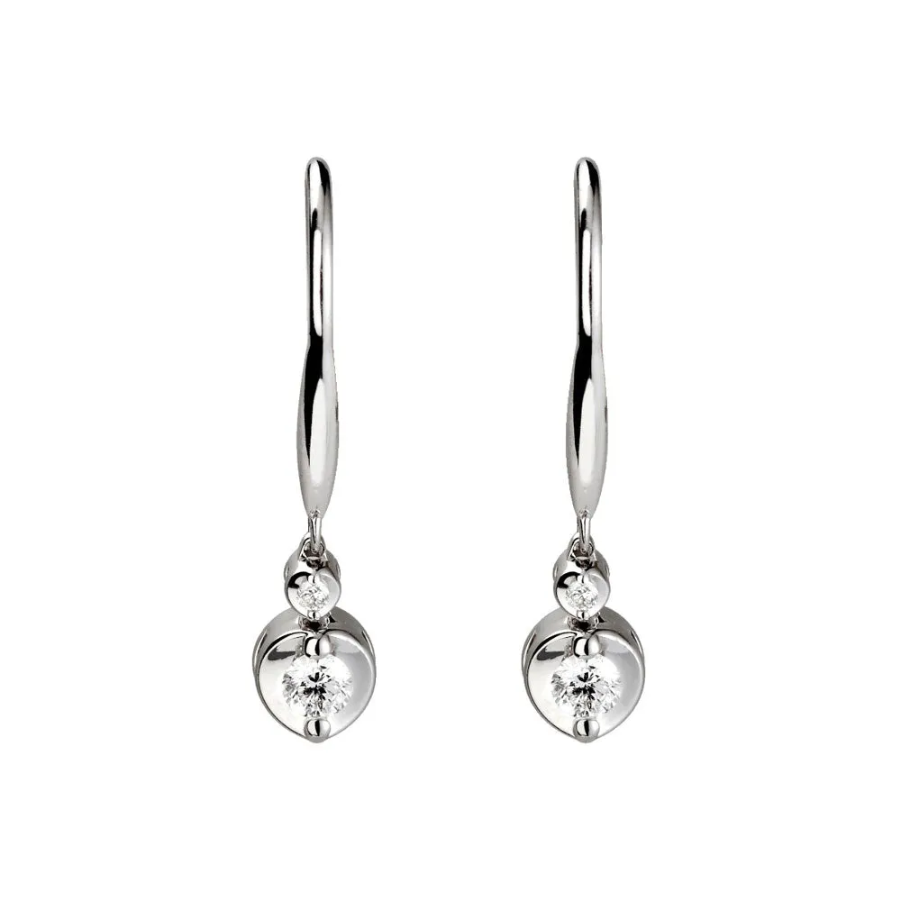 18ct White Gold 0.15ct Round Brilliant Cut Diamond Hook Earrings