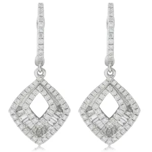 18ct White Gold .85ct Diamond Huggie Drop Earrings